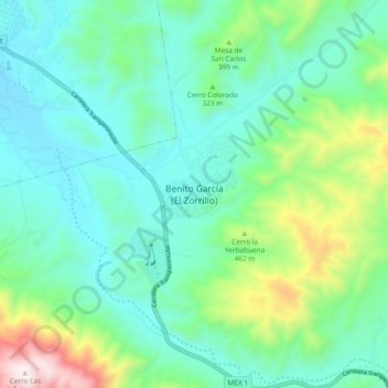 Topografische Karte Benito García (El Zorrillo), Höhe, Relief