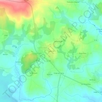 Topografische Karte Croas Hir, Höhe, Relief