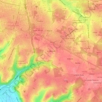 Topografische Karte La Perrière, Höhe, Relief