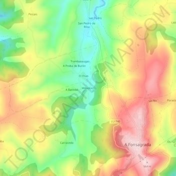 Topografische Karte Milladoiro, Höhe, Relief