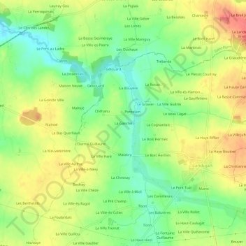 Topografische Karte La Ganche, Höhe, Relief