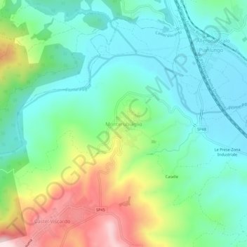 Topografische Karte Monterubiaglio, Höhe, Relief