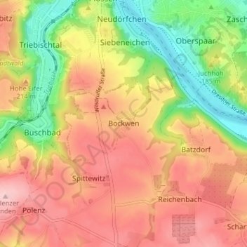 Topografische Karte Bockwen, Höhe, Relief