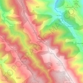 Topografische Karte A Pintinidoira, Höhe, Relief