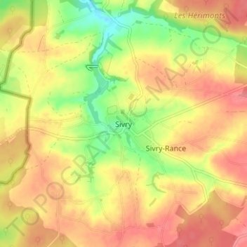 Topografische Karte Sivry, Höhe, Relief