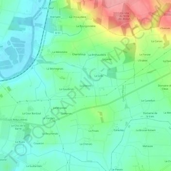 Topografische Karte La Daviais, Höhe, Relief