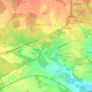Topografische Karte Grand Barias, Höhe, Relief