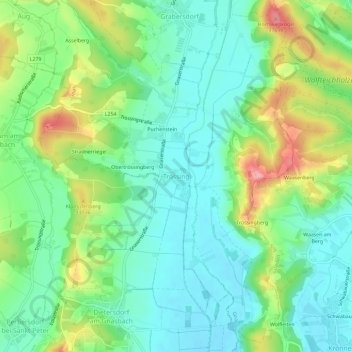 Topografische Karte Trössing, Höhe, Relief