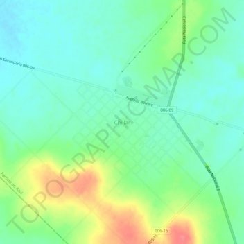 Topografische Karte Chillar, Höhe, Relief