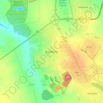 Topografische Karte Sasolburg, Höhe, Relief