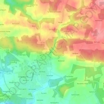 Topografische Karte Pont de Rostervel, Höhe, Relief