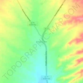 Topografische Karte Oracle Junction, Höhe, Relief