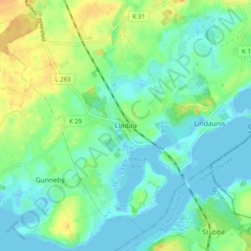 Topografische Karte Lindau, Höhe, Relief