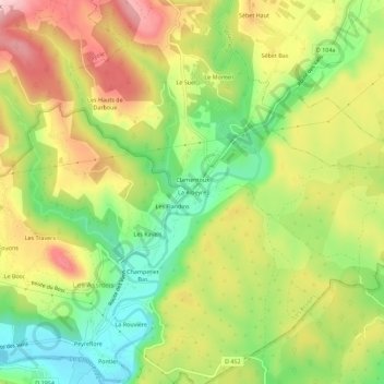 Topografische Karte La Ribeyre, Höhe, Relief