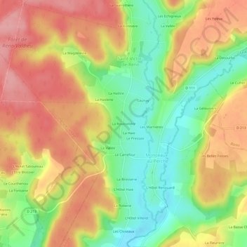 Topografische Karte La Rousselière, Höhe, Relief