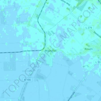 Topografische Karte Maasbüll, Höhe, Relief