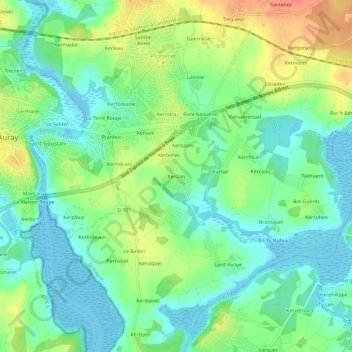 Topografische Karte Kerizan, Höhe, Relief