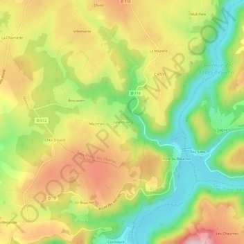 Topografische Karte Lasciouve, Höhe, Relief