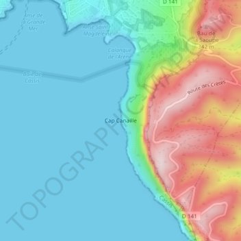 Topografische Karte Cap Canaille, Höhe, Relief