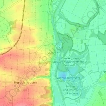 Topografische Karte Garstadt, Höhe, Relief