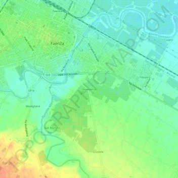 Topografische Karte Benedetta, Höhe, Relief