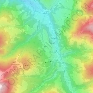 Topografische Karte Bernau, Höhe, Relief
