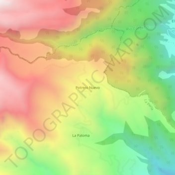 Topografische Karte Potrero Nuevo, Höhe, Relief