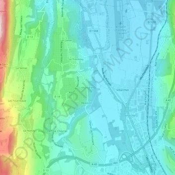 Topografische Karte Montarlet, Höhe, Relief
