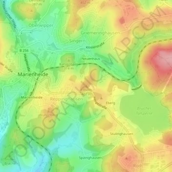 Topografische Karte Ellberg, Höhe, Relief