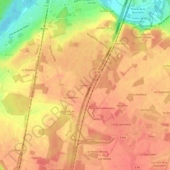Topografische Karte La Liborie, Höhe, Relief