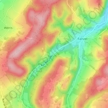 Topografische Karte Eveux, Höhe, Relief