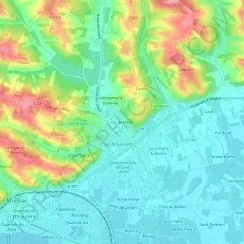 Topografische Karte Gal de Merle, Höhe, Relief