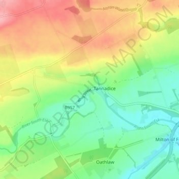Topografische Karte Millhouse Cottages, Höhe, Relief