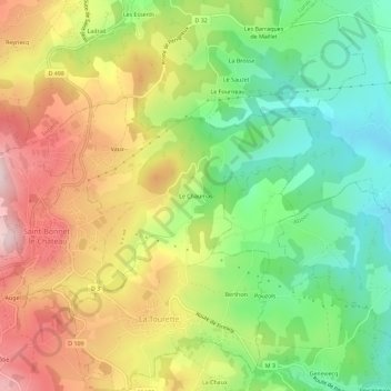 Topografische Karte Le Chaumas, Höhe, Relief