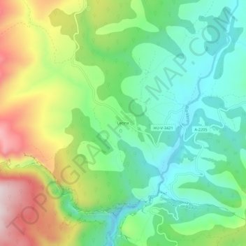 Topografische Karte Lecina, Höhe, Relief