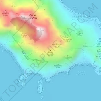 Topografische Karte Morro Vermelho, Höhe, Relief