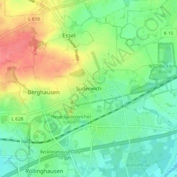 Topografische Karte Suderwich, Höhe, Relief