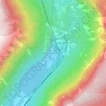 Topografische Karte Borgo Faè, Höhe, Relief