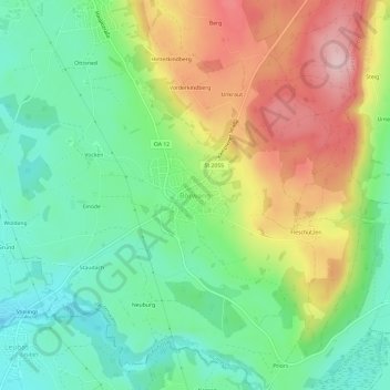 Topografische Karte Börwang, Höhe, Relief