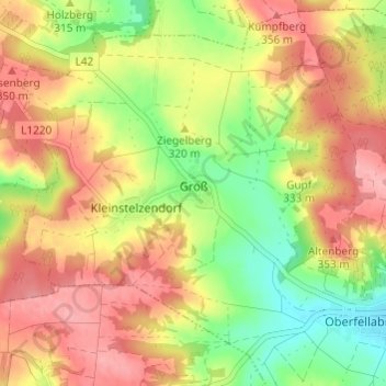 Topografische Karte Groß, Höhe, Relief