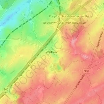 Topografische Karte Walhorn, Höhe, Relief