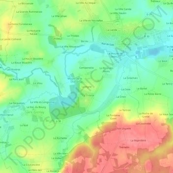 Topografische Karte La Vigne, Höhe, Relief