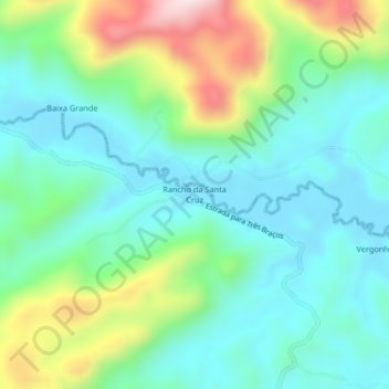 Topografische Karte Rancho da Santa Cruz, Höhe, Relief