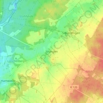 Topografische Karte Idsingen, Höhe, Relief