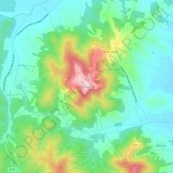 Topografische Karte Vetulonia, Höhe, Relief