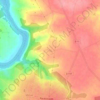 Topografische Karte Chalais, Höhe, Relief
