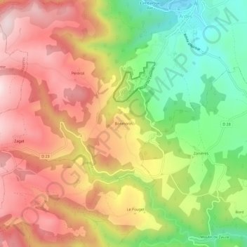 Topografische Karte Bonmorin, Höhe, Relief