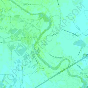 Topografische Karte Romanziol, Höhe, Relief