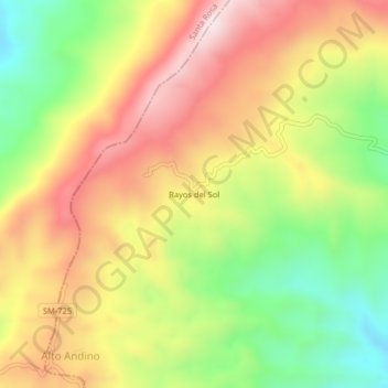 Topografische Karte Rayos del Sol, Höhe, Relief