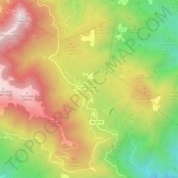 Topografische Karte Santa Fe de Montseny, Höhe, Relief